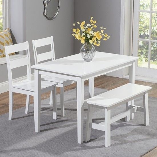 Chichester 115cm Dining Set With 2 Chairs And Bench In White