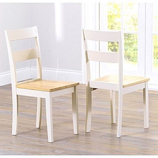 Chichester Cream Wooden Dining Chairs With Light Oak Seat In Pairs