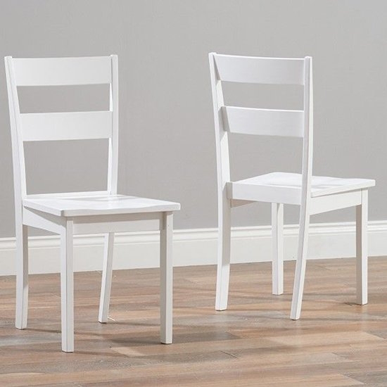 Chichester White Solid Hardwood Dining Chairs In Pair