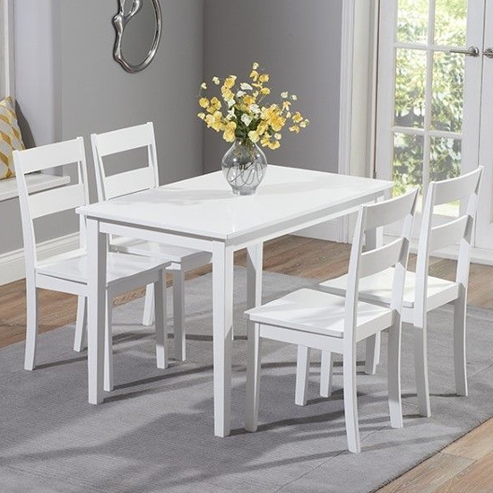 Chichester Wooden Dining Set In White With 4 Chairs