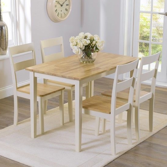 Chichester Wooden Dining Table With 4 Chairs In Oak And Cream