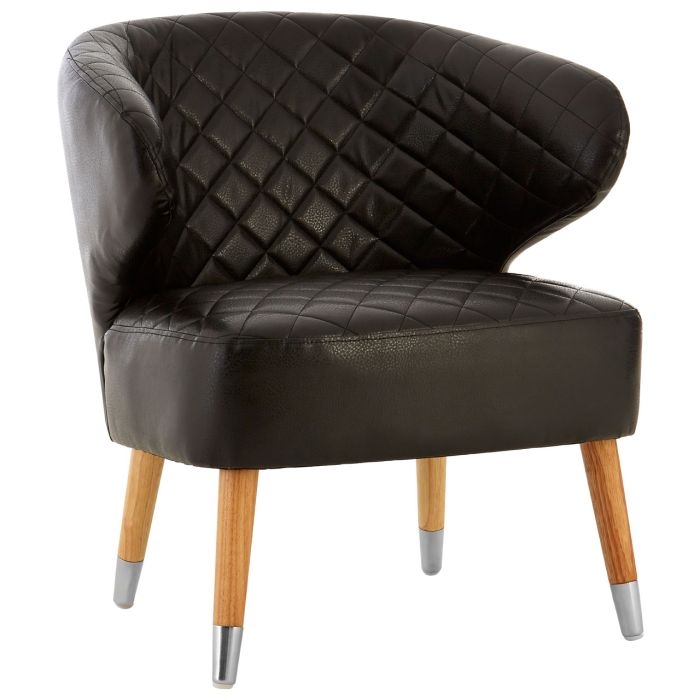 Chillan Faux Leather Wingback Armchair In Black