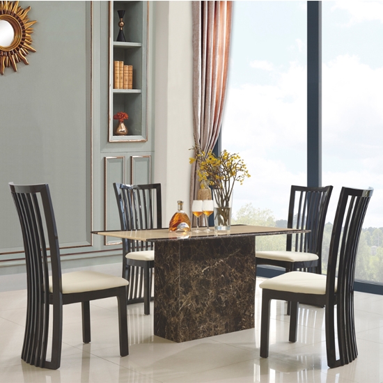 Cincinnatti Natural Stone Marble Dining Set With 4 Chairs