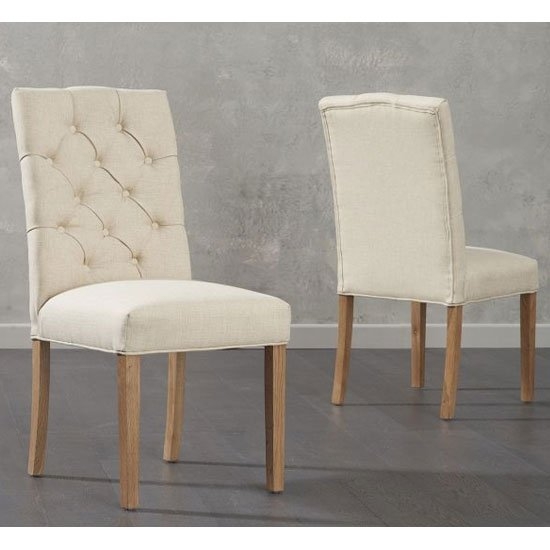 Clarissa Beige Fabric Dining Chairs In Pair
