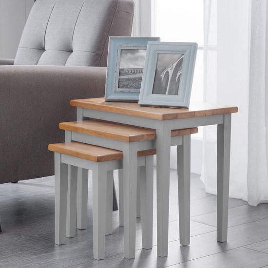 Cleo Wooden Nest Of 3 Tables In Tone Grey And Oak