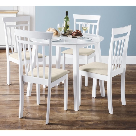 Coast Round Wooden Dining Table In White With 4 Chairs