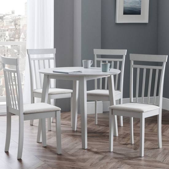 Coast Wooden Drop Leaf Dining Table With 4 Chairs In Grey