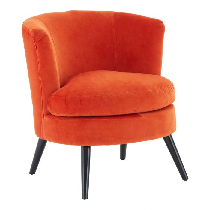 Colatina Plush Velvet Upholstered Armchair In Orange
