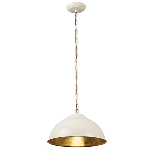 Colman Gloss Cream Ceiling Pendant Light In Gold Leaf