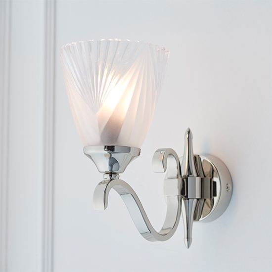 Columbia Deco Glass Single Wall Light In Nickel