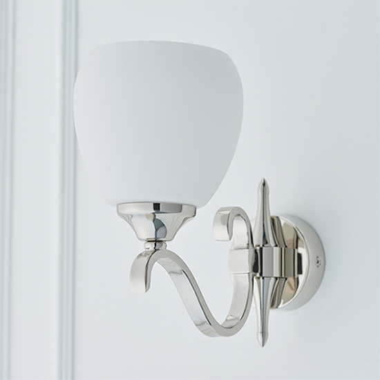 Columbia Opal Glass Single Wall Light In Nickel