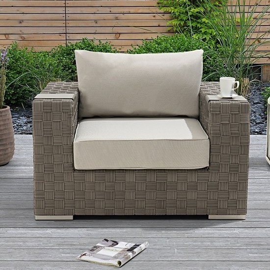 Columbine Wicker Garden Armchair In Grey