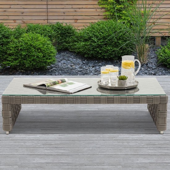 Columbine Wicker Garden Coffee Table In Grey