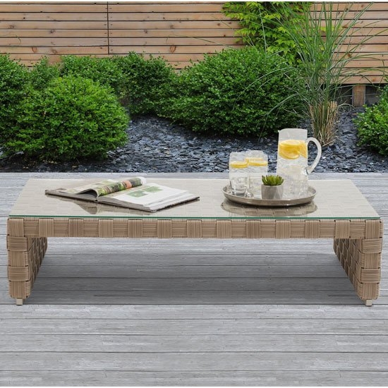 Columbine Wicker Garden Coffee Table In Taupe And Brown