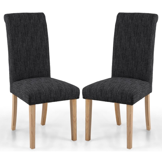Como Dark Grey Linen Effect Dining Chairs With Natural Legs In Pair