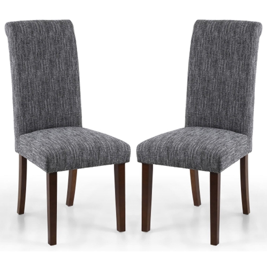 Como Grey Linen Effect Dining Chairs With Walnut Legs In Pair