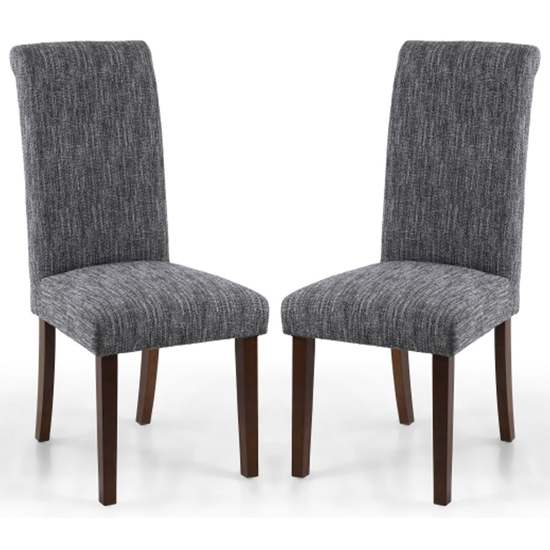 Como Grey Linen Effect Dining Chairs With Walnut Legs In Pair