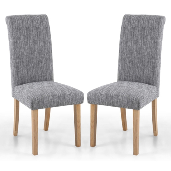 Como Light Grey Linen Effect Dining Chairs With Natural Legs In Pair