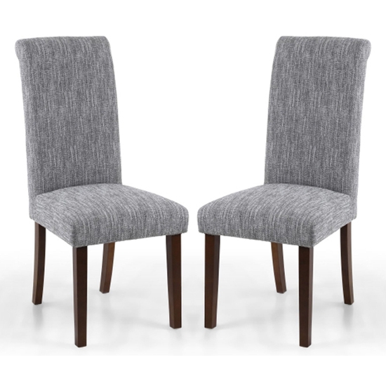 Como Light Grey Linen Effect Dining Chairs With Walnut Legs In Pair