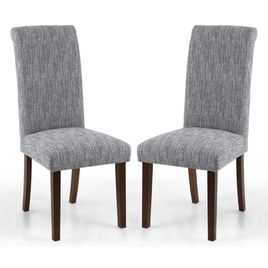 Como Light Grey Linen Effect Dining Chairs With Walnut Legs In Pair