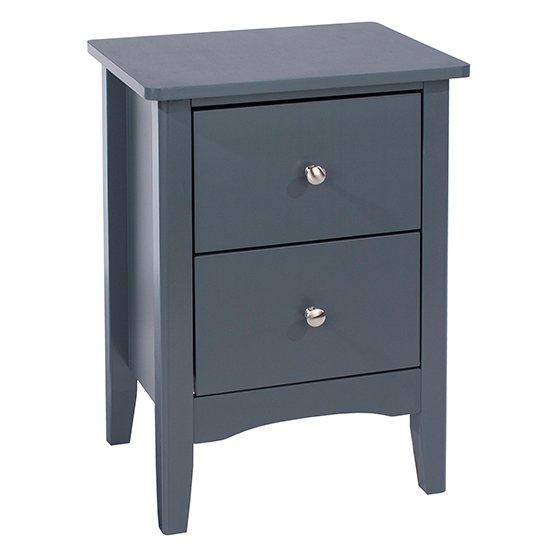 Como Wooden 2 Drawers Bedside Cabinet In Dark Blue