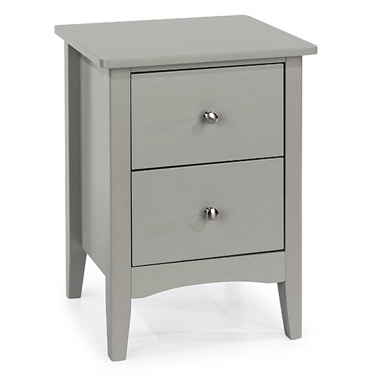 Como Wooden 2 Drawers Bedside Cabinet In Soft Grey