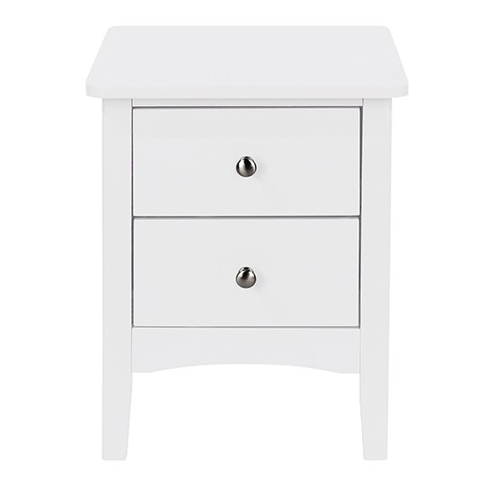 Como Wooden 2 Drawers Bedside Cabinet In White