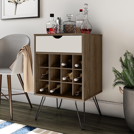Concord Wooden Drinks Cabinet With 1 Drawer In Brown Oak
