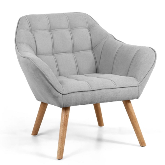 Coral Fabric Studio Accent Chair In Light Grey With Natural Legs