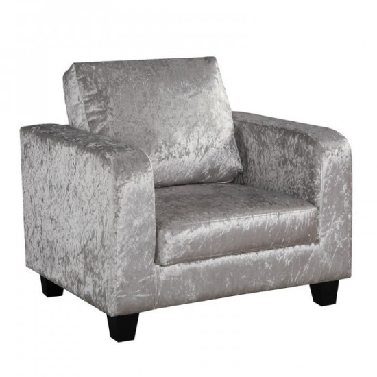 Cores Crushed Velvet 1 Seater Sofa In Silver