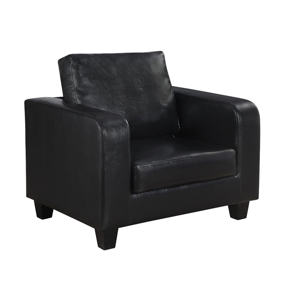 Cores Faux Leather 1 Seater Sofa In Black