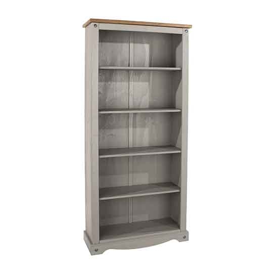 Corona Tall Wooden 4 Shelves Bookcase In Grey