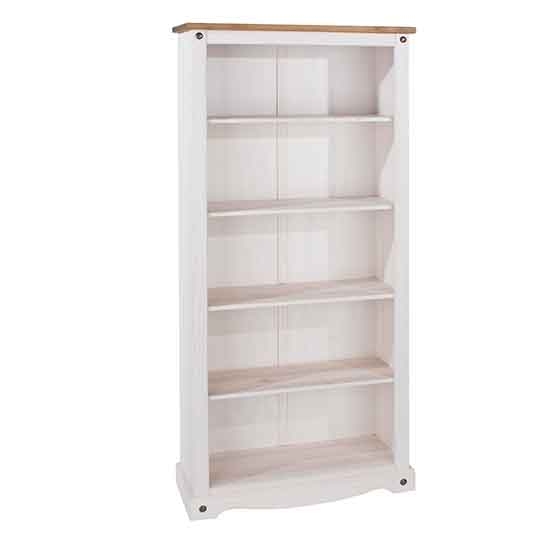 Corona Tall Wooden 4 Shelves Bookcase In White