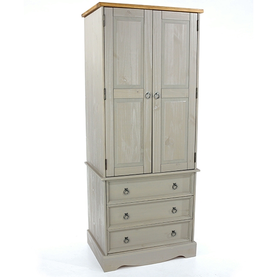 Corona Wooden 2 Doors And 3 Drawers Wardrobe In Grey