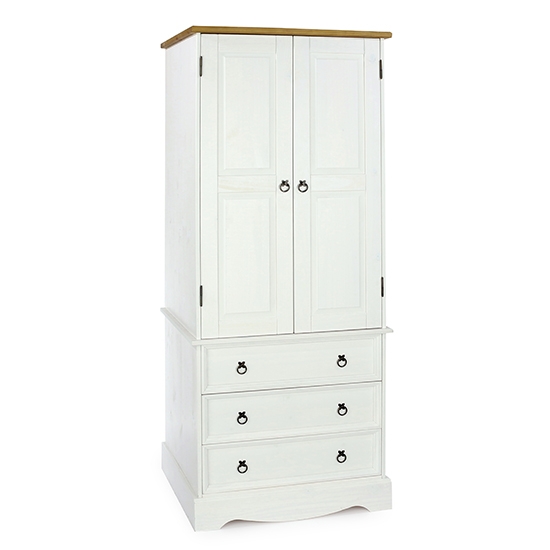 Corona Wooden 2 Doors And 3 Drawers Wardrobe In White