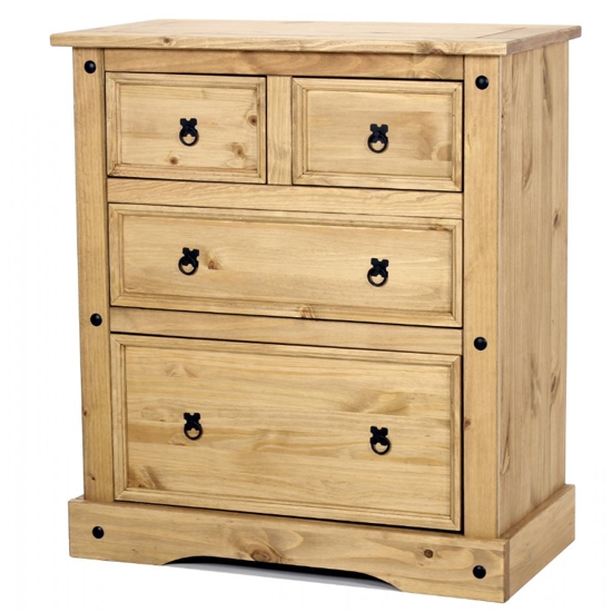 Corona Wooden Chest Of Drawers In Light Pine With 4 Drawers