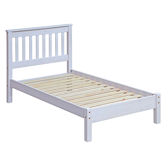 Corona Wooden Slatted Lowend Single Bed In White