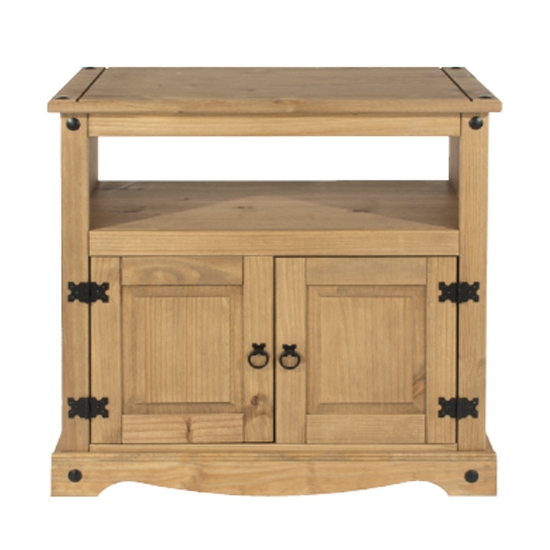 Corona Wooden Tv Stand In Antique Wax With 2 Doors