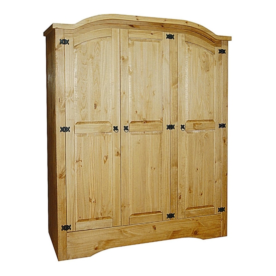 Corona Wooden Wardrobe In Light Pine With 3 Doors