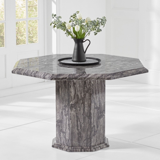 Coruna 120cm Marble Octagonal Dining Table In Grey
