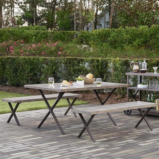 Cosco Living Dining Set In Dark Brown With 2 Benches