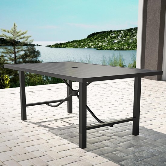 Cosco Outdoor Capitol Hill Metal Patio Dining Table In Charcoal Grey