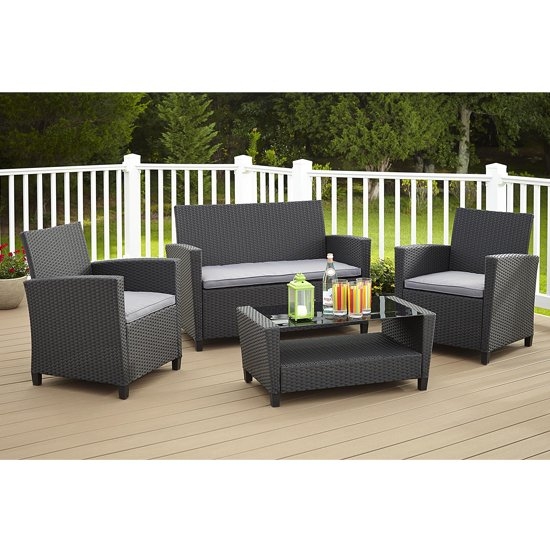 Cosco Outdoor Malmo 4 Piece Resin Wicker Patio Seating Set In Black