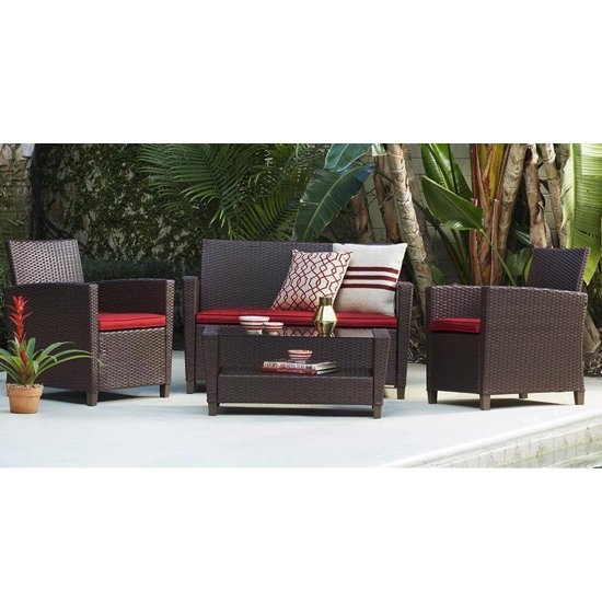 Cosco Outdoor Malmo 4 Piece Resin Wicker Patio Seating Set In Brown