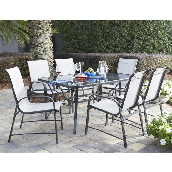 Cosco Outdoor Paloma 7 Piece Patio Dining Set In Dark Grey