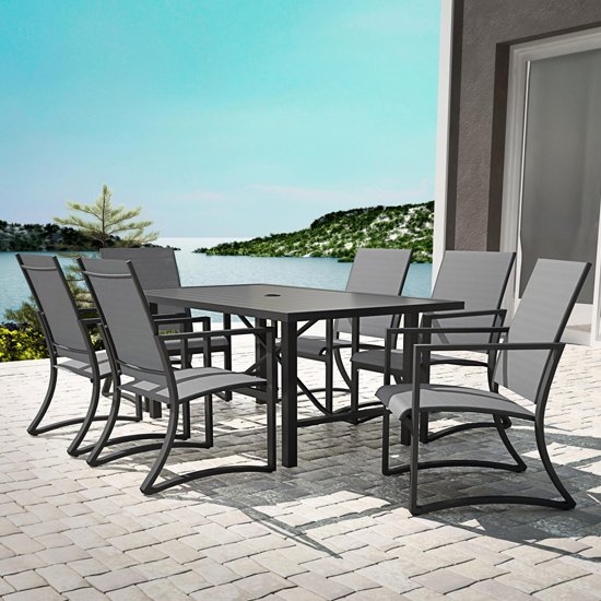 Capitol Hill Outdoor Paloma Outdoor Metal Dining Set In Charcoal Grey