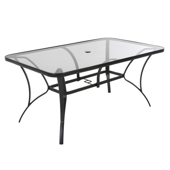 Cosco Outdoor Paloma Tempered Glass Top Dining Table In Dark Grey