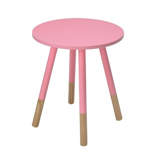 Costa Wooden Side Table In Pink