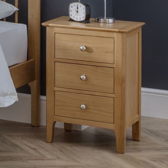 Cotswold Wooden 3 Drawers Bedside Cabinet In Natural