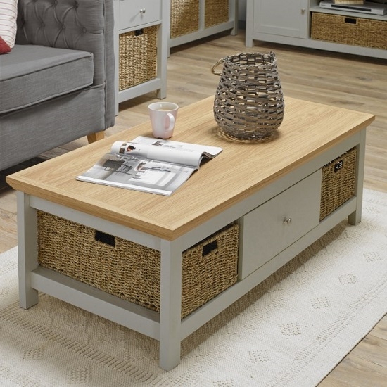 Cotswold Wooden Coffee Table In Grey And Oak